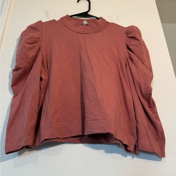 Cuyana French Terry Puff Sleeve Sweatshirt Deep Blush Pink Womens Size XS - Picture 3 of 9